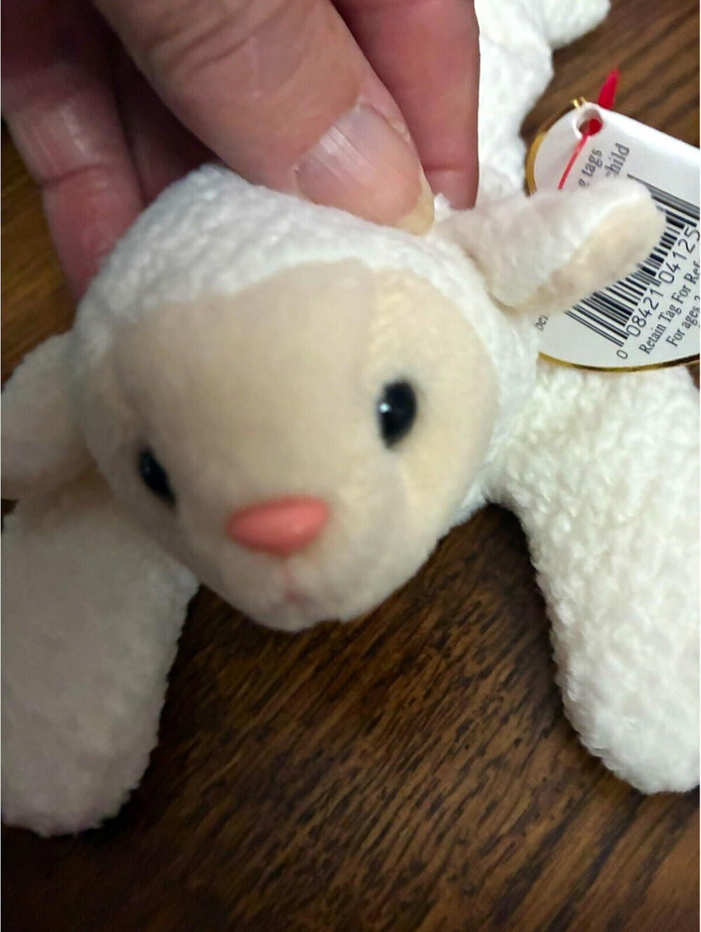 Ty Beanie Babies Lamb White Plush Beanbag Stuffed Animal w/ Heart Tag 2008